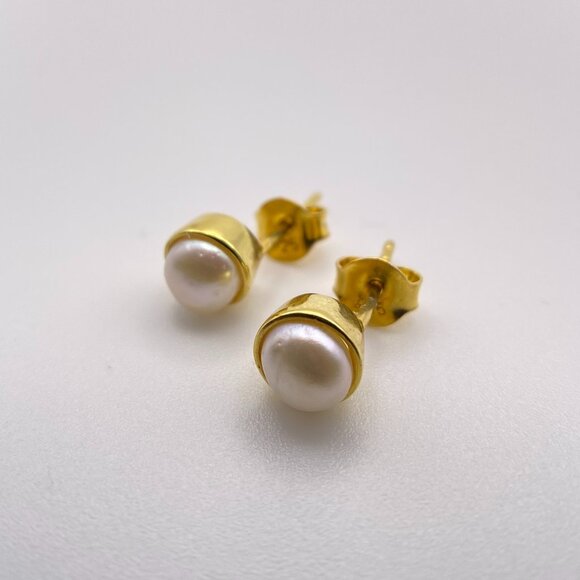 Gold Plated Pearl Earrings for Her - Picture 1 of 7